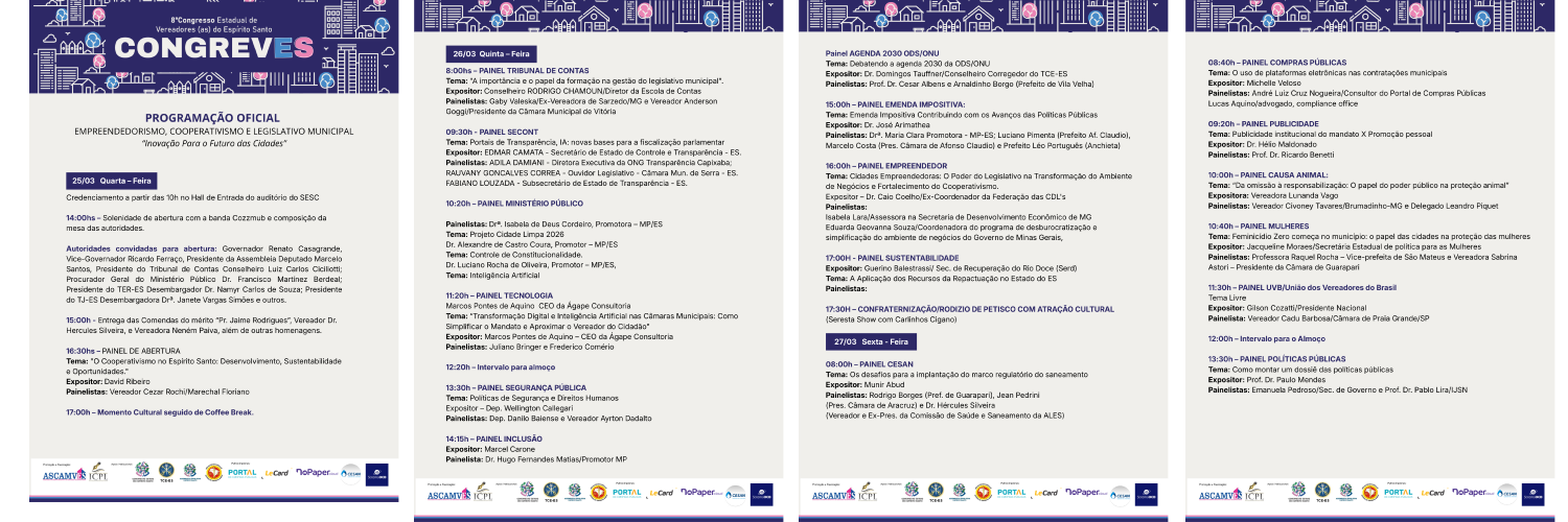 VIII CONGREVES reúne vereadores e lideranças municipais no SESC Guarapari de 25 a 27 de março