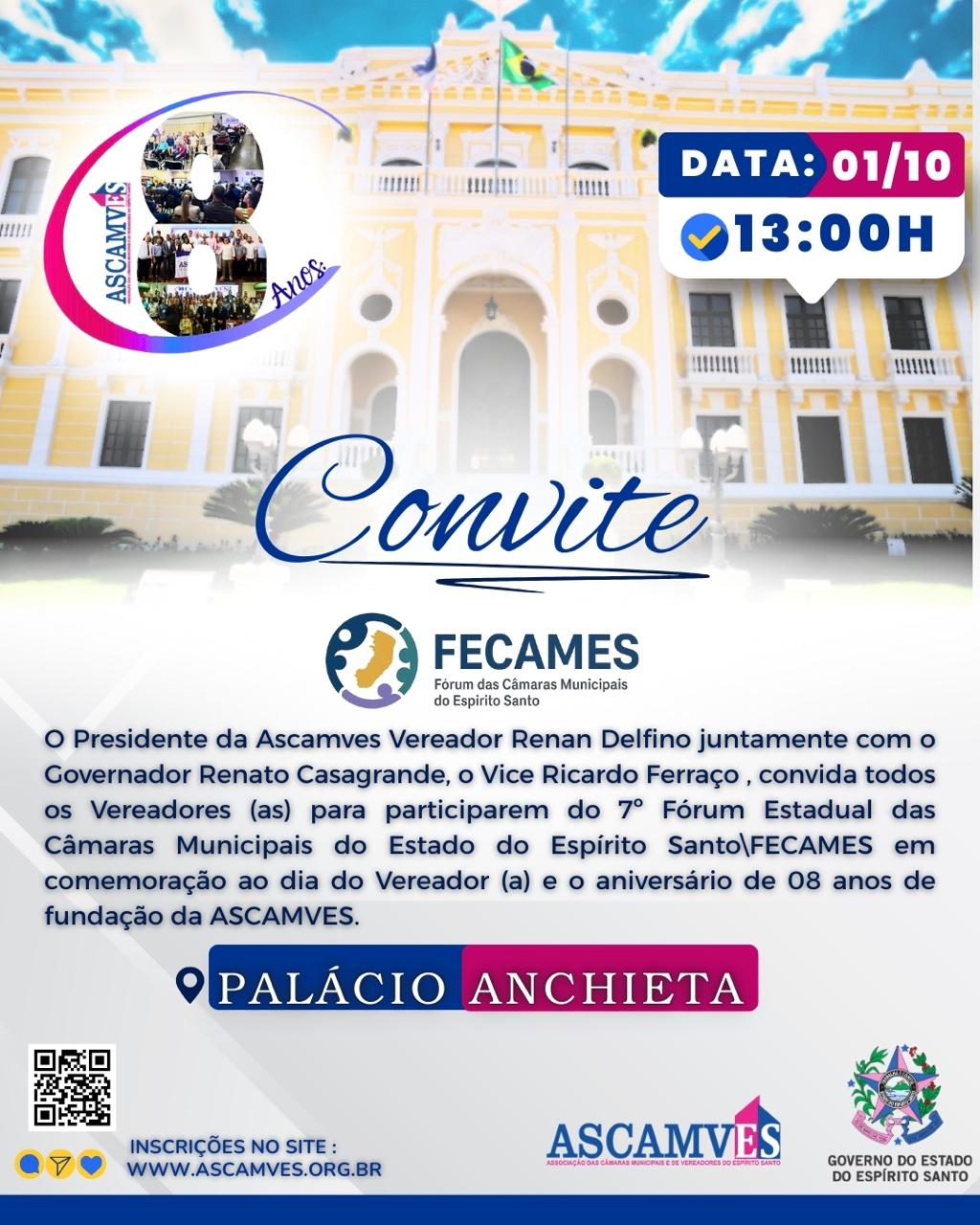 7º Fórum das Câmaras Municipais do Espírito Santo celebra os 8 anos da ASCAMVES no Palácio Anchieta